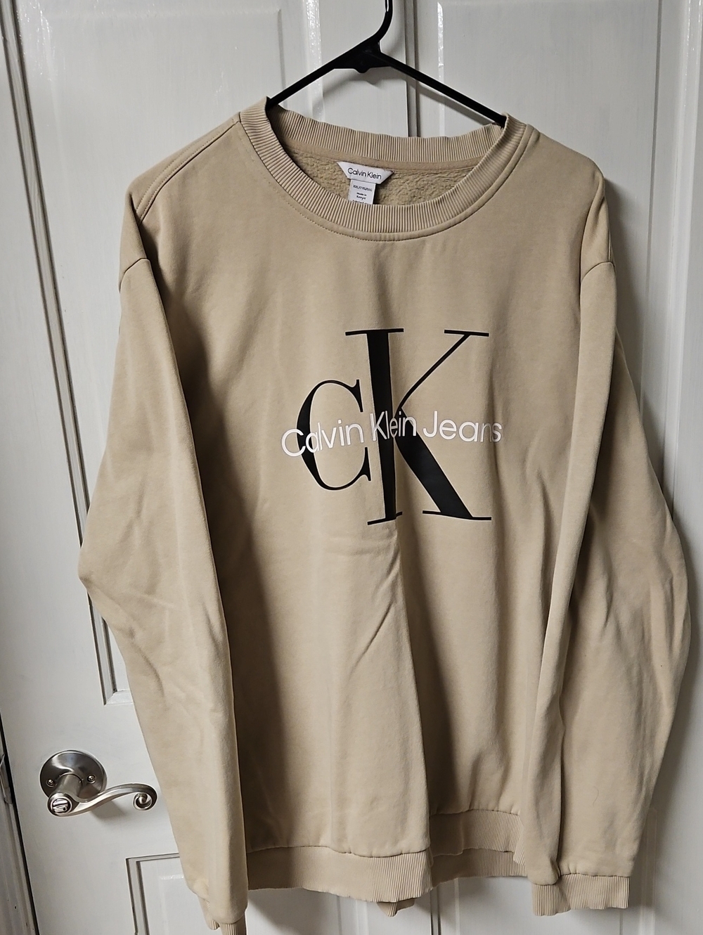 Calvin Klein Beige Crewneck Sweatshirt with CK Logo